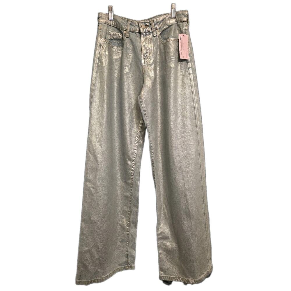 NWT Size 4R‎ Women's Silver Color-Coated Jeans Wide Leg Wild Fable MSRP $35
